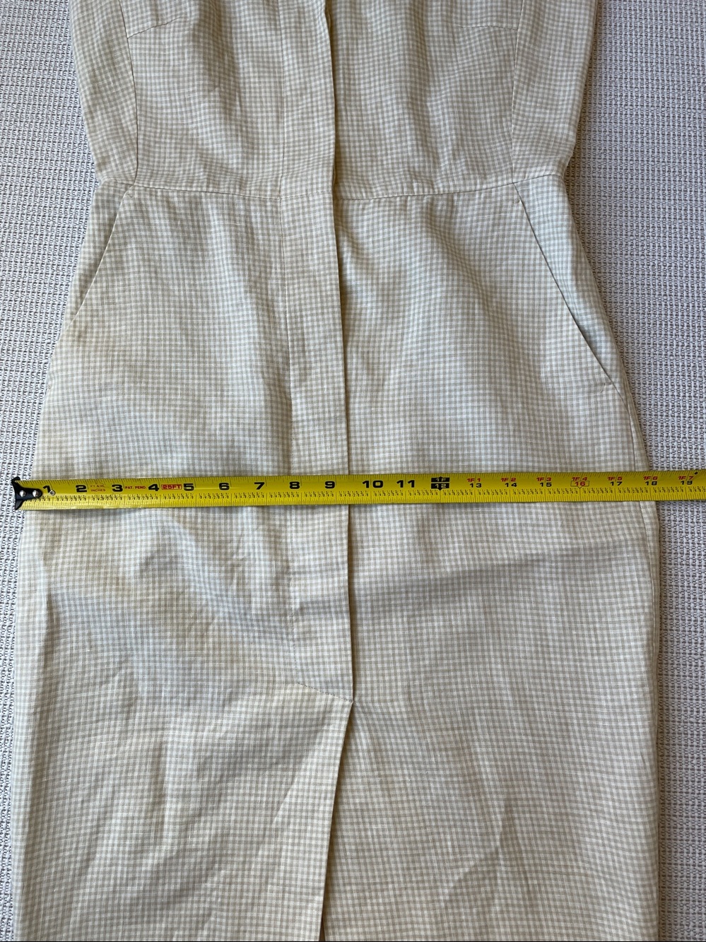 MaxMara Cap sleeve Cream plaid Linen Midi Dress - Cream Plaid -EU 32-US 0 - Picture 13 of 13